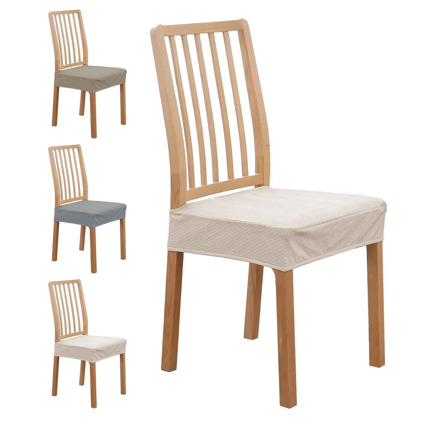 Waterproof Dining Chair Seat Covers - 4 Pack Stretch Slipcovers