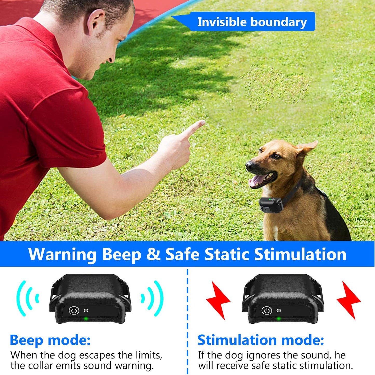 Wireless Electric Dog Fence System with Training Collar