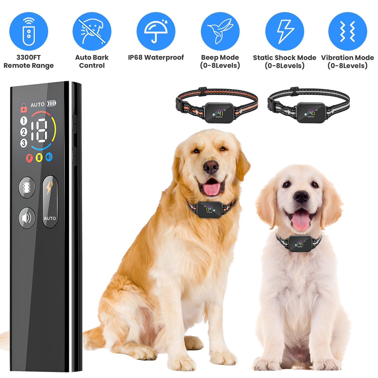 Dog Training Collar with Remote and Bark Control