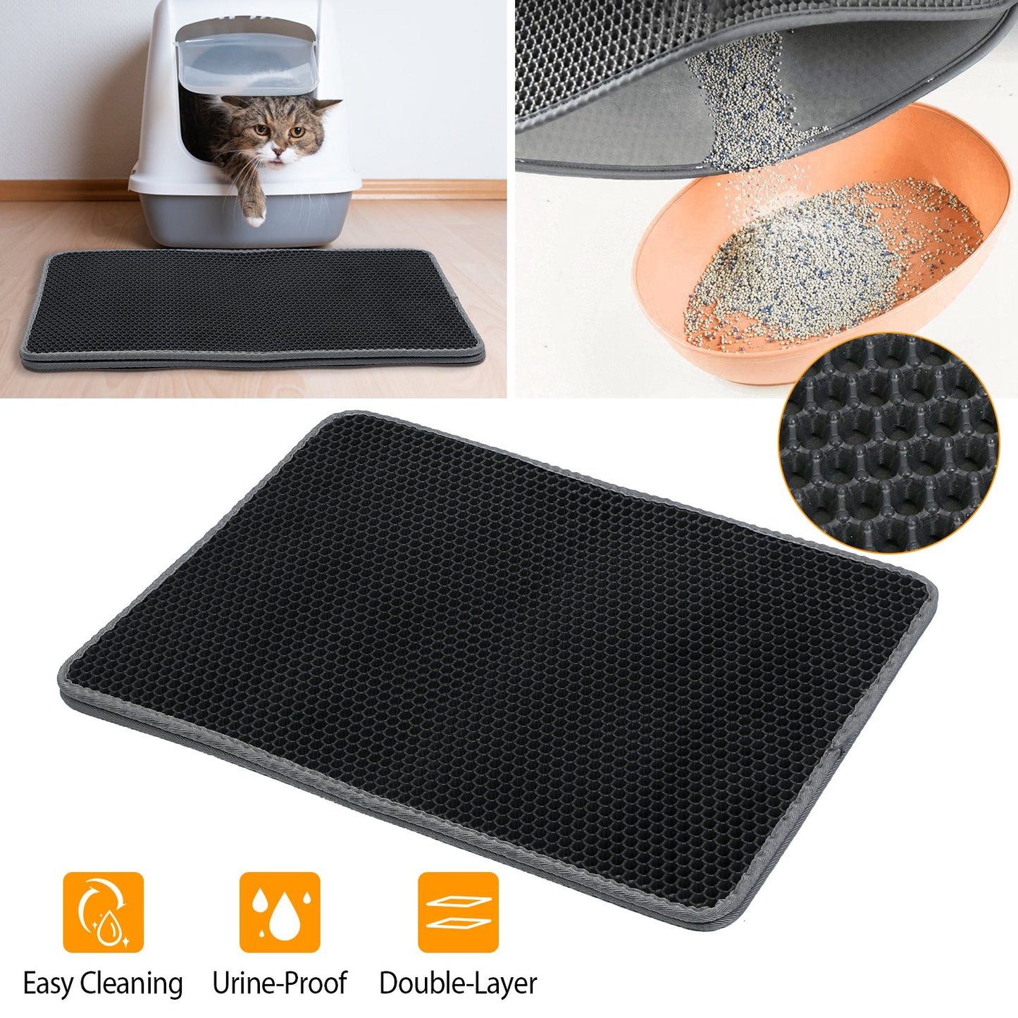 Double Layer Cat Litter Mat with Honeycomb Design