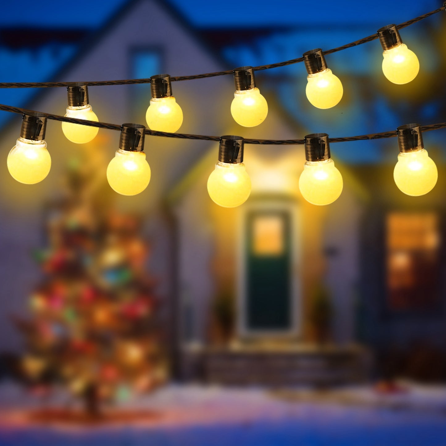 Solar String Lights with 10 LED Bulbs for Outdoor Decor