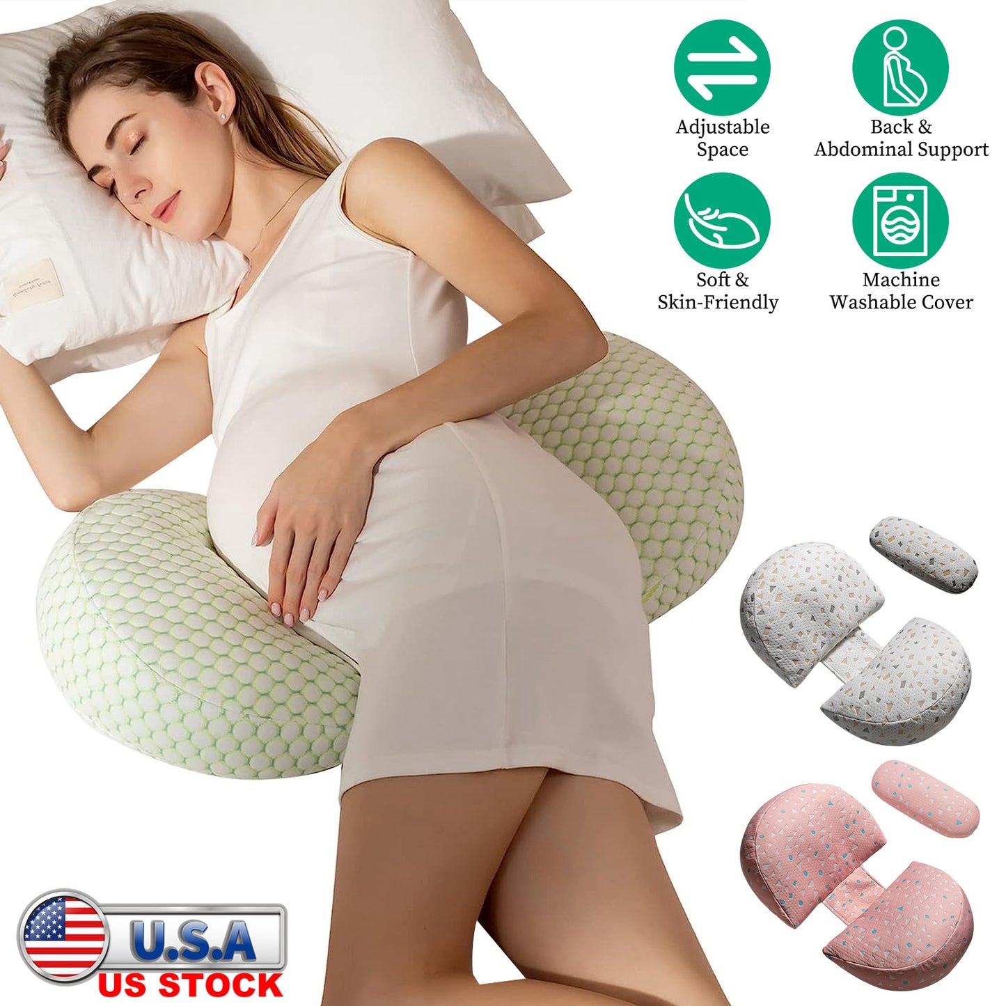 Adjustable Maternity Wedge Pillow with Detachable Cover