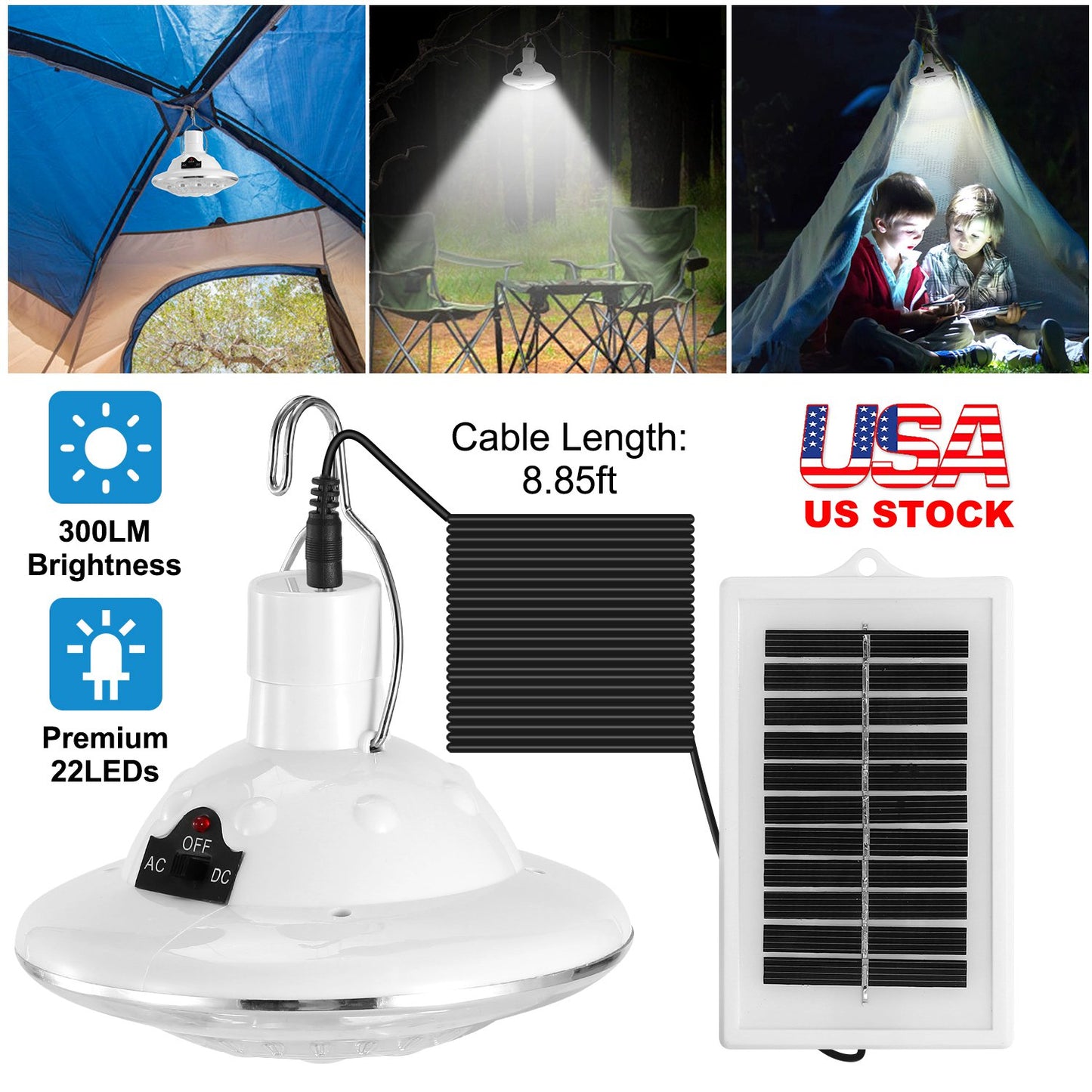 Solar Camping Lantern with Remote Control & Hanging Hook