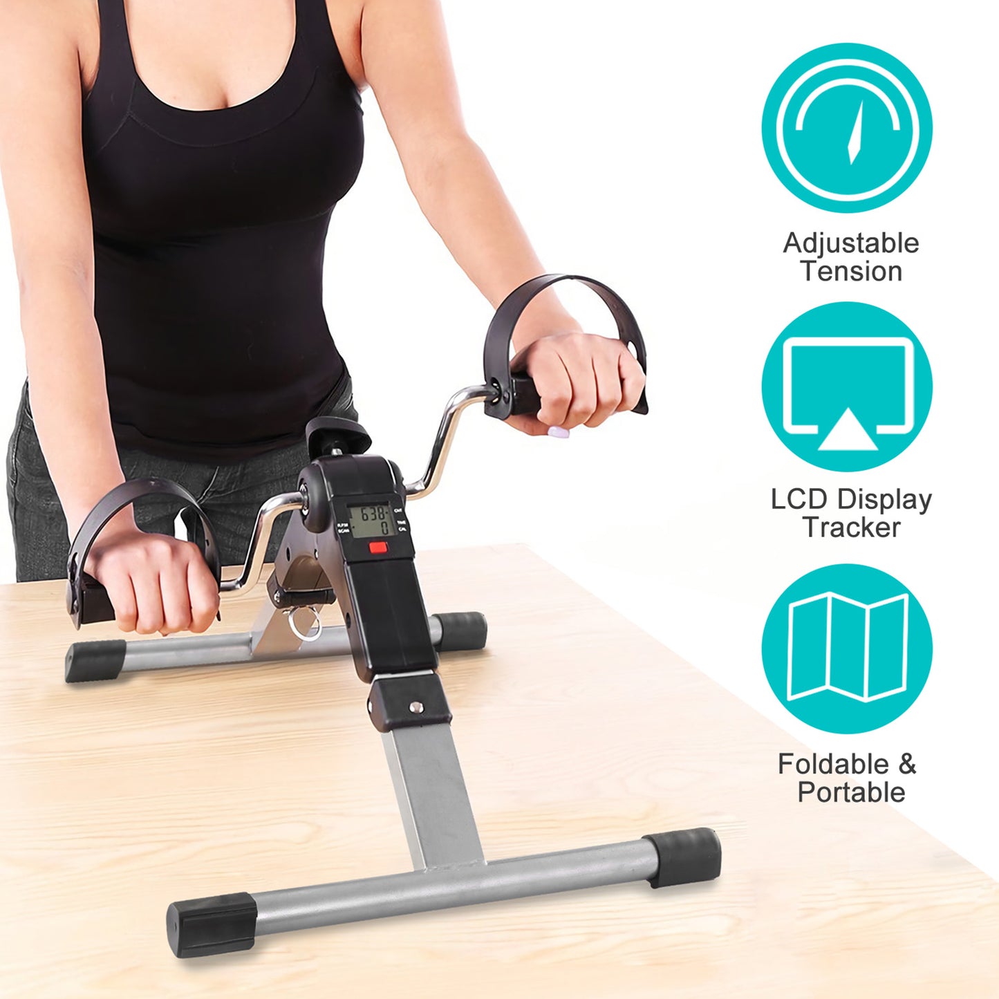 Mini Pedal Exerciser with LCD Display - Foldable