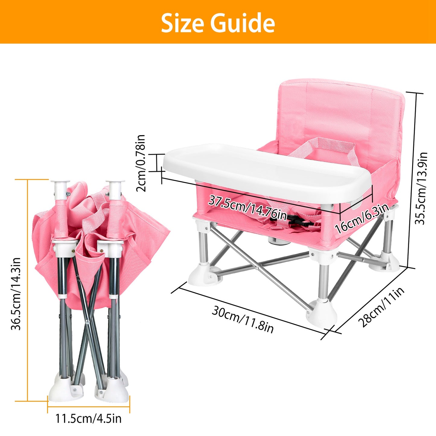 Portable Baby Booster Seat with Detachable Tray & Carry Bag
