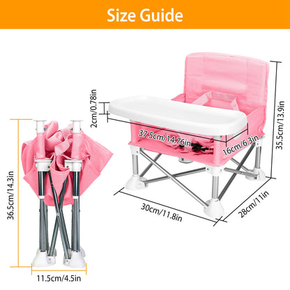 Portable Baby Booster Seat with Detachable Tray & Carry Bag