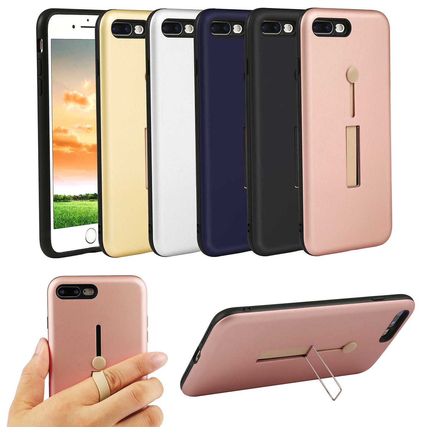 iPhone 8 Plus Case with Kickstand - Rugged Slim Snap-On