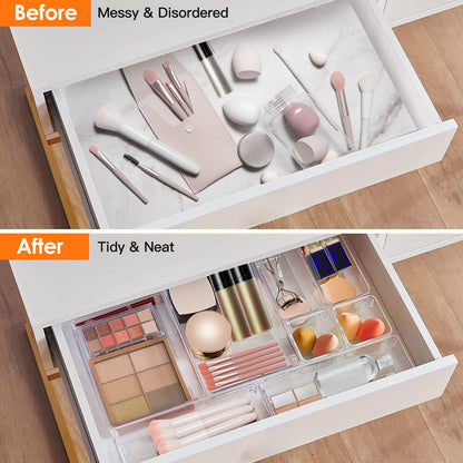 Clear Drawer Organizers Set - 25 Piece Storage Bins