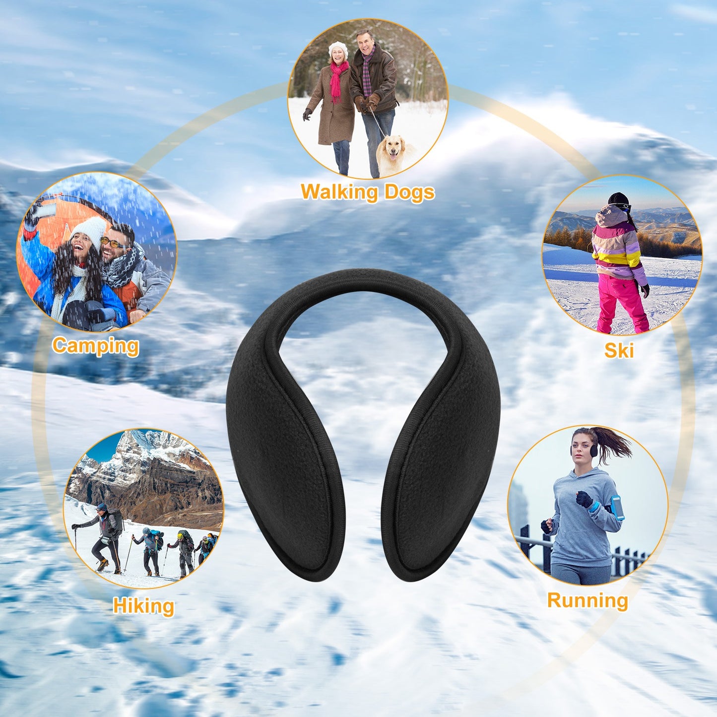 Behind-the-Head Ear Warmers for Winter Sports & Outdoor Activities