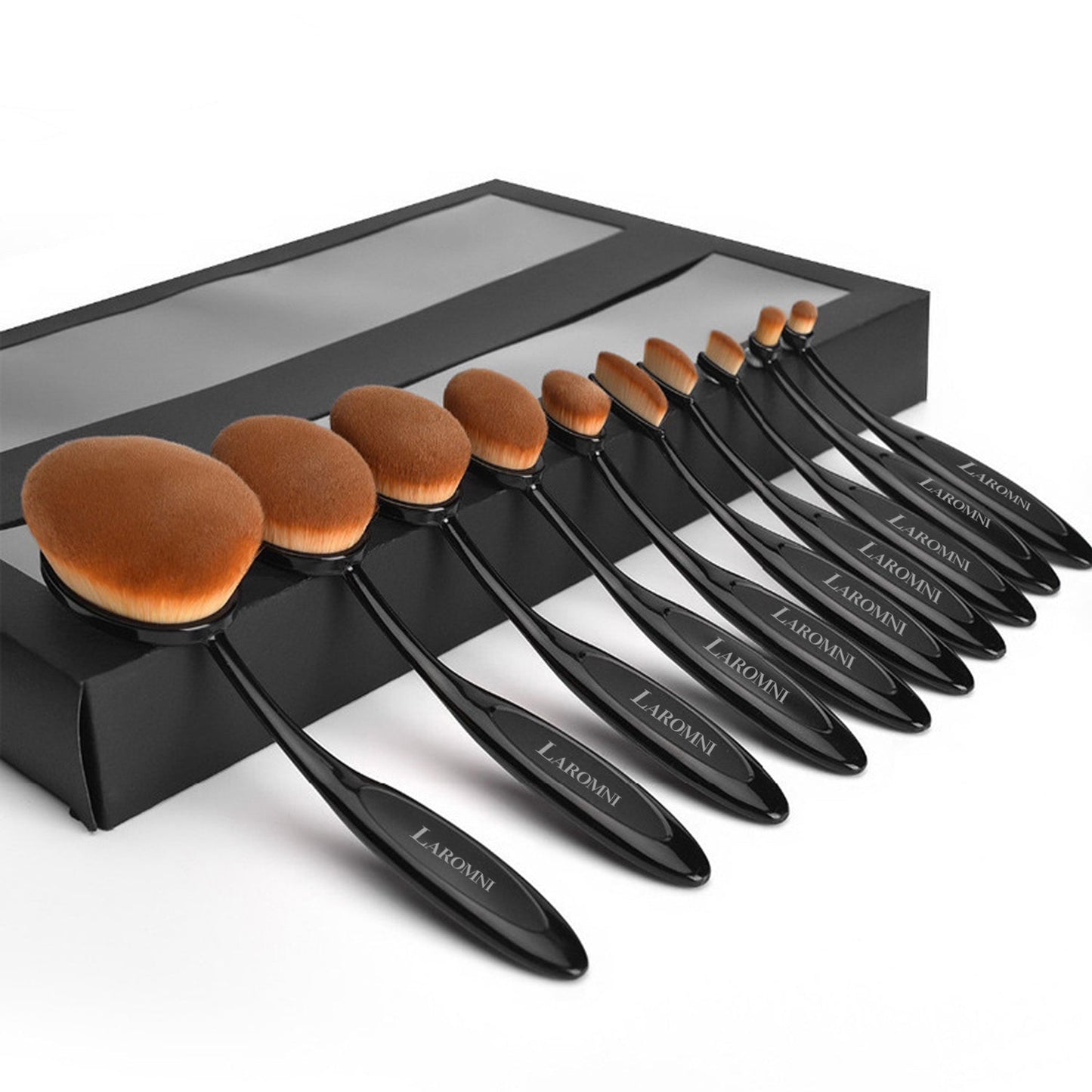 Oval Makeup Brush Set - 10 Piece with Flexible Handles