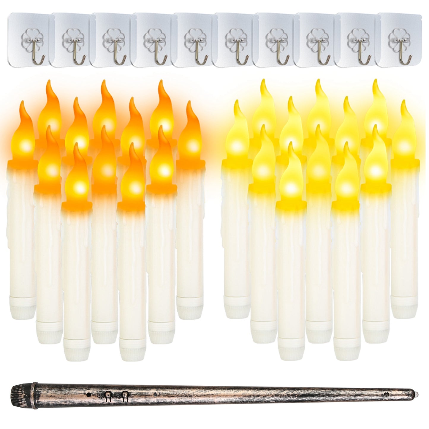 Floating LED Candles 12-Pack with Magic Wand Remote