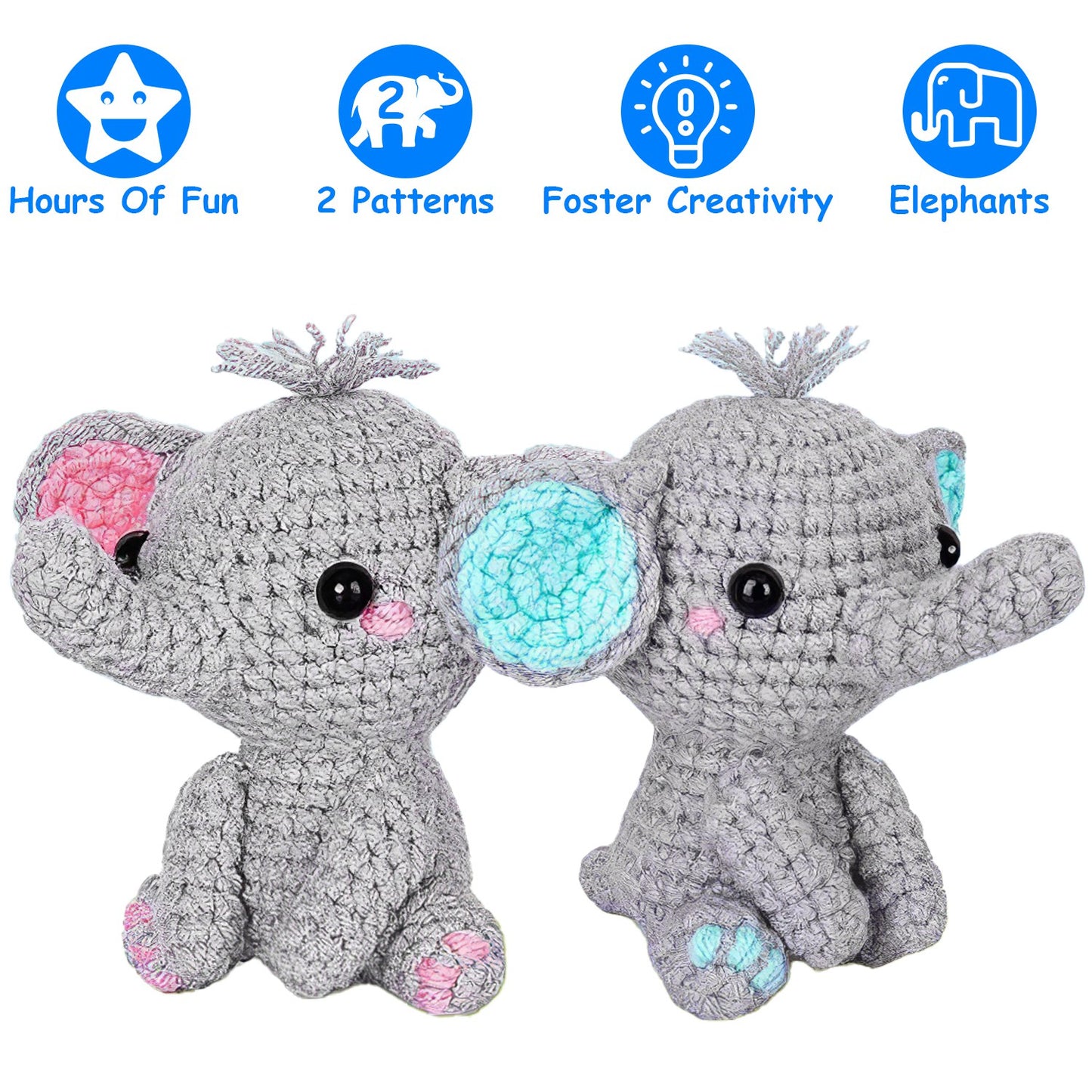Elephant Crochet Kit for Beginners with Video Tutorials