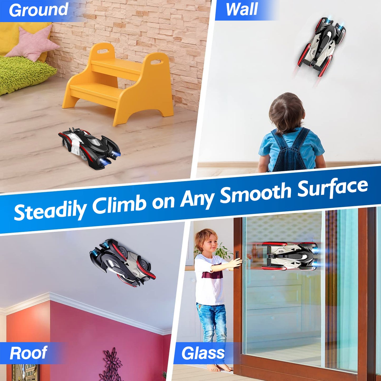 Wall Climbing RC Car with 360° Rotation and LED Lights