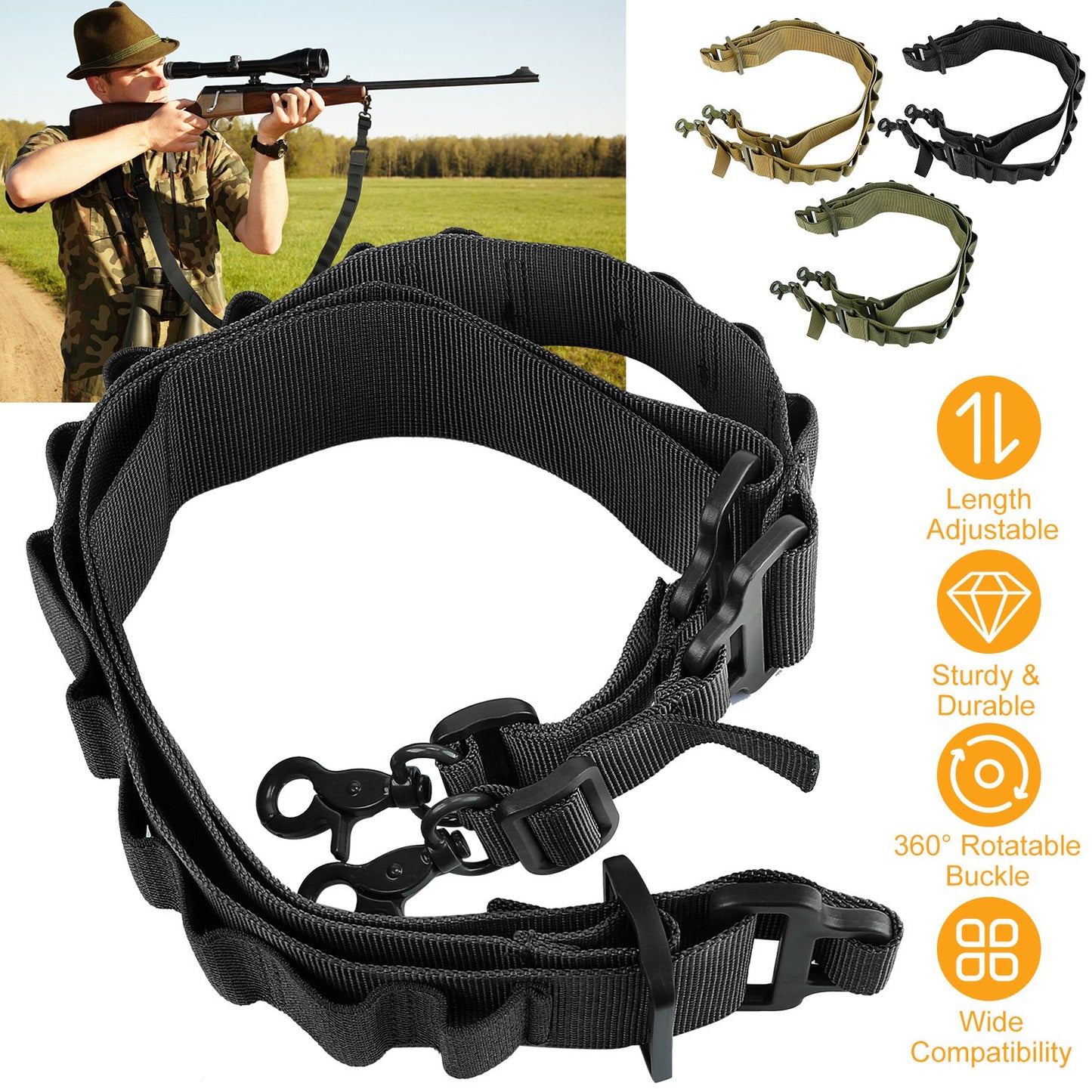 Tactical Shotgun Sling with 15 Shell Holders Adjustable
