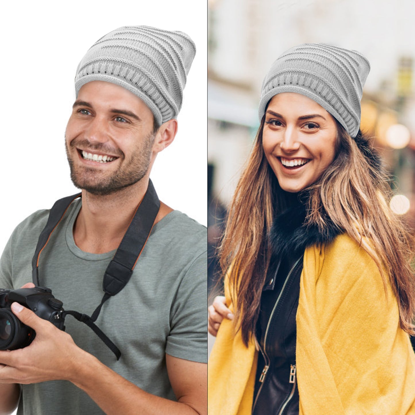 Slouchy Knit Beanie Hat - Unisex Winter Warm Skull Cap