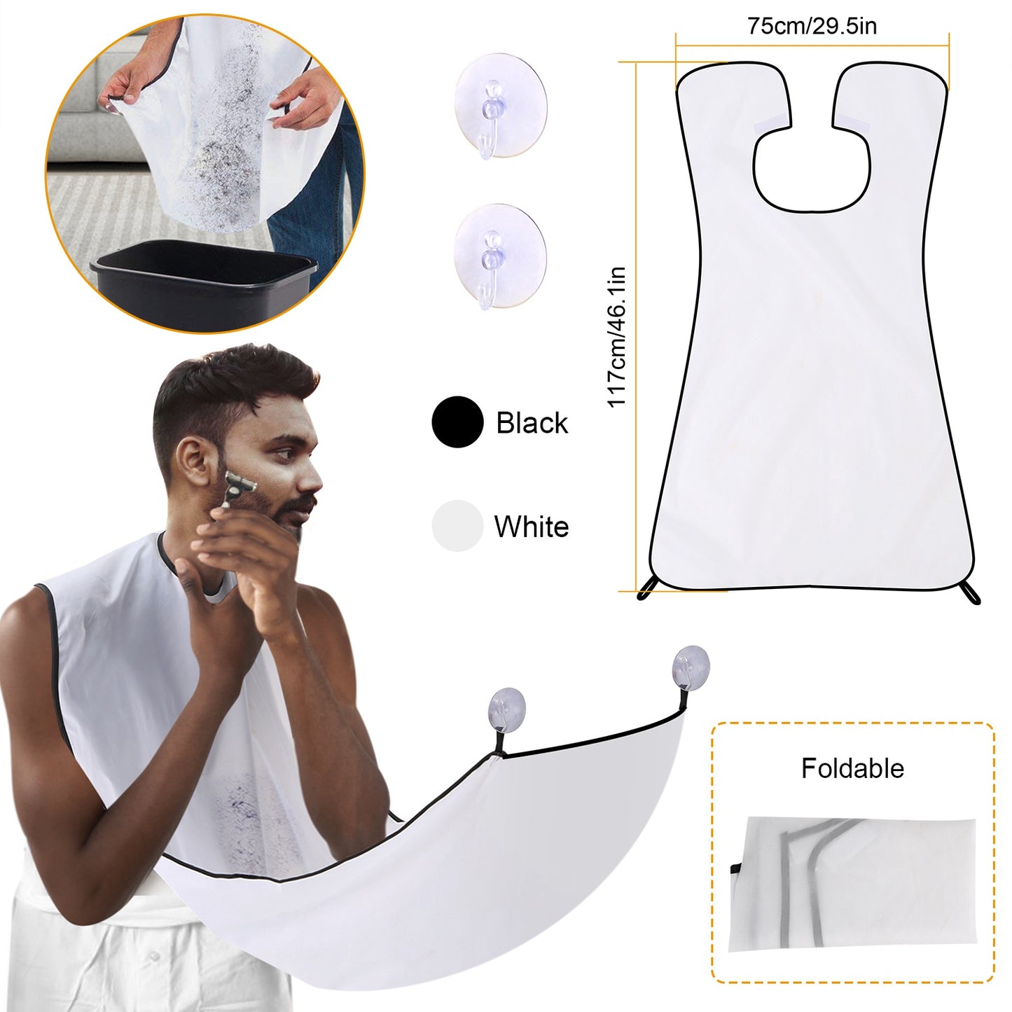 Beard Trimming Cape with Suction Cups