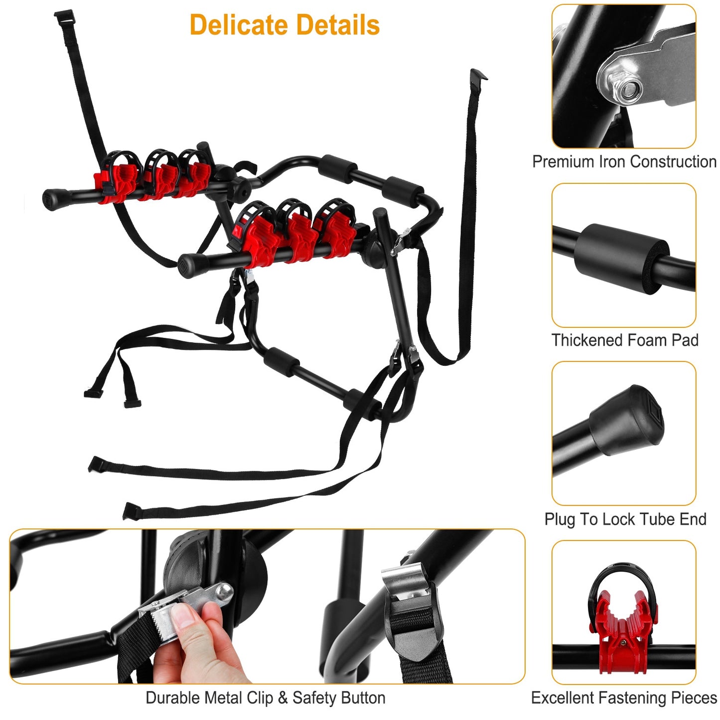 3-Bike Trunk Mount Rack - 132 LBS Capacity
