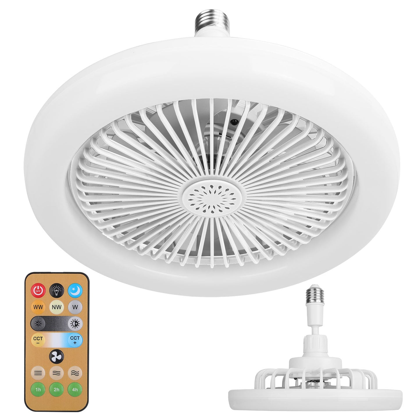 E27 Socket Ceiling Fan with Dimmable LED Light & Remote