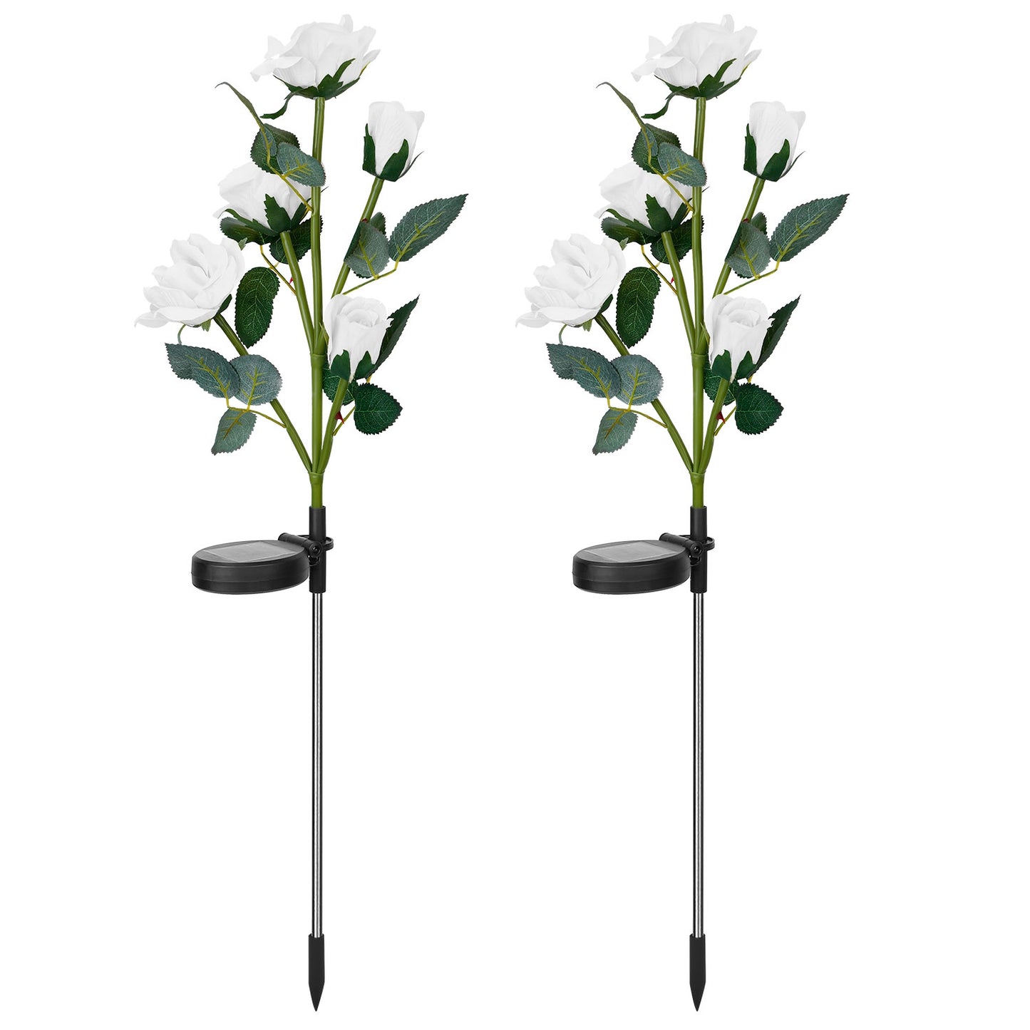 Solar Rose Flower Stake Lights - 2 Pack Outdoor Garden Decor