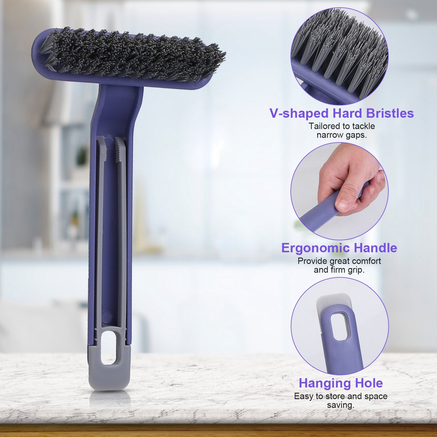 Rotating Crevice Cleaning Brush Set with Hair Clip Tool