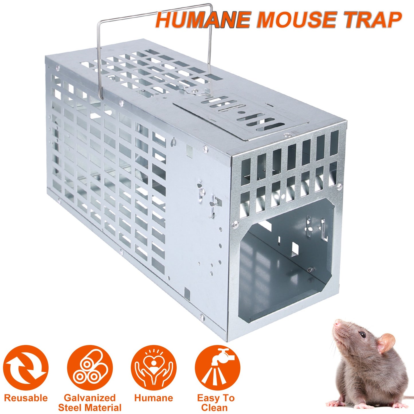 Humane Live Mouse Trap - Reusable Metal Cage with Dual Doors