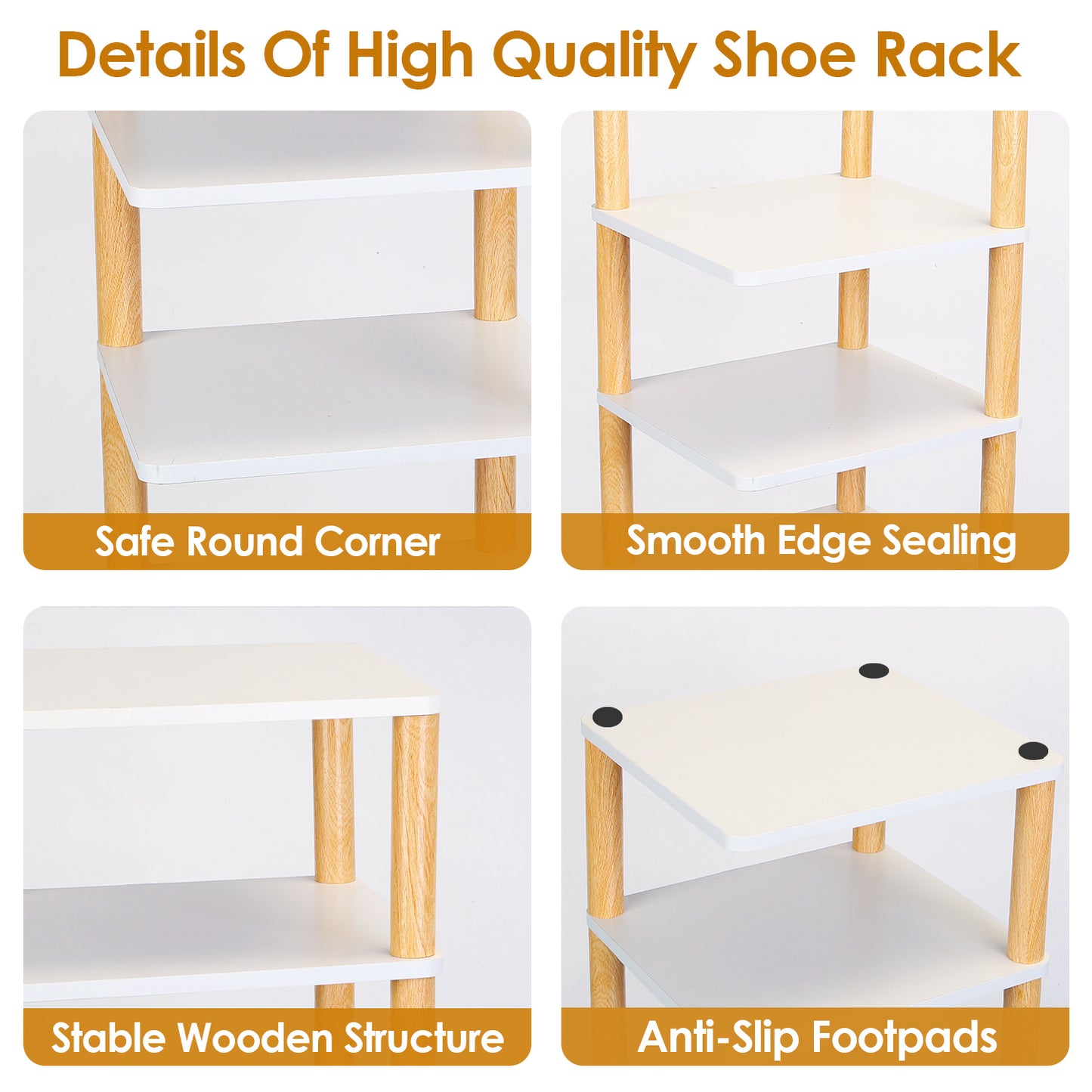 8-Tier Vertical Shoe Rack - Space Saving Entryway Organizer