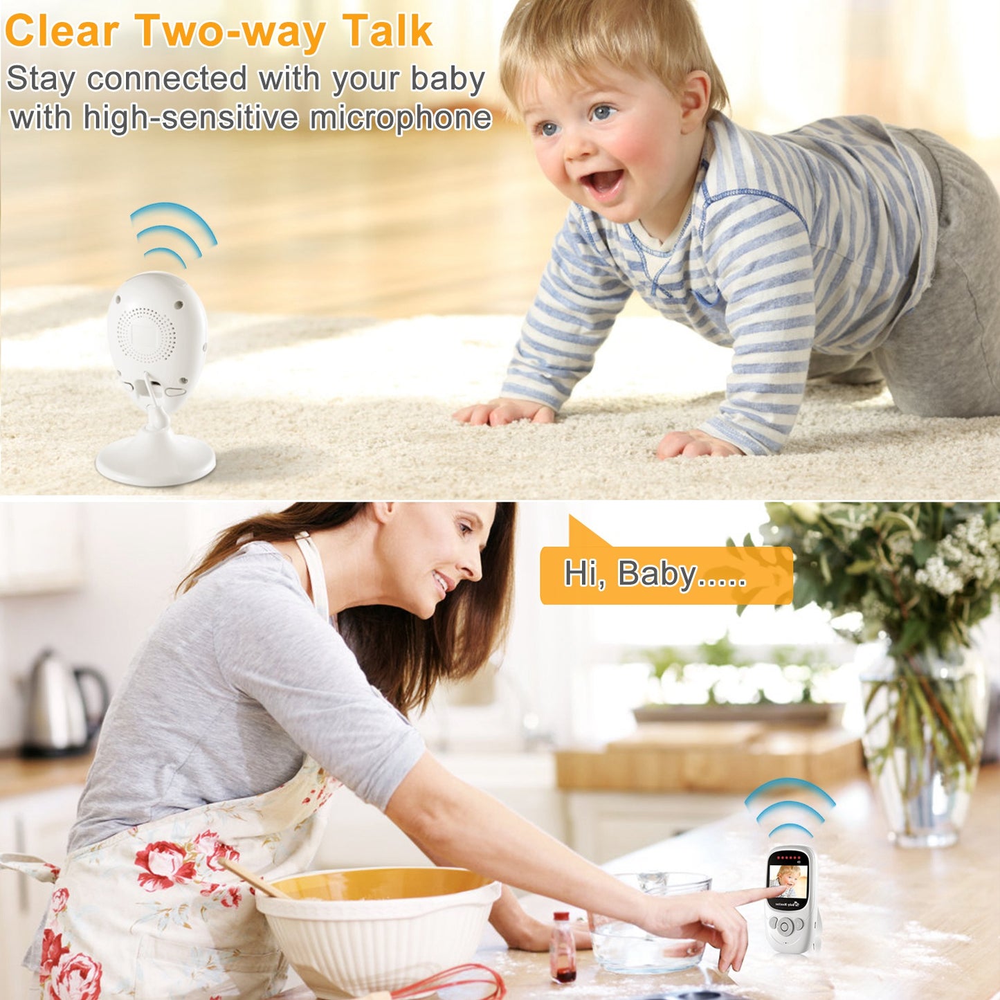 Video Baby Monitor with 2.4" LCD Screen and Night Vision