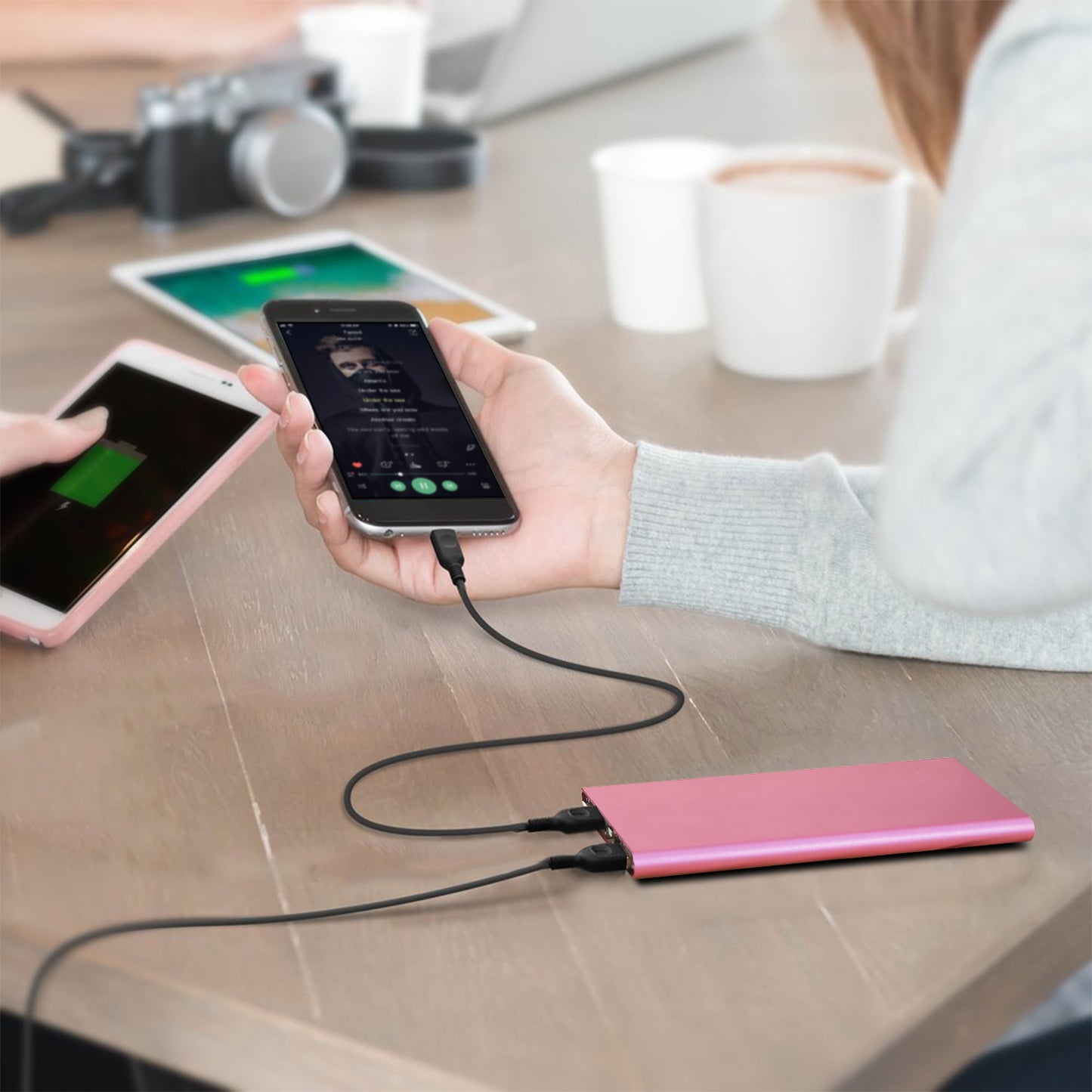 20000mAh Power Bank Dual USB Ports Ultra-Thin Portable Charger