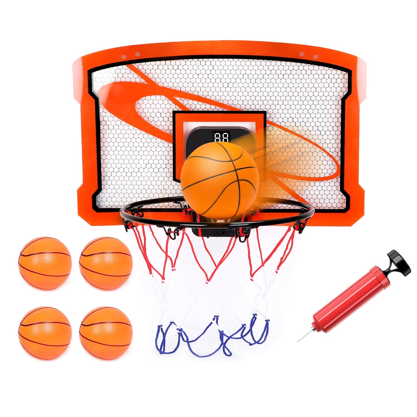 Over-the-Door Mini Basketball Hoop with Electronic Scorer