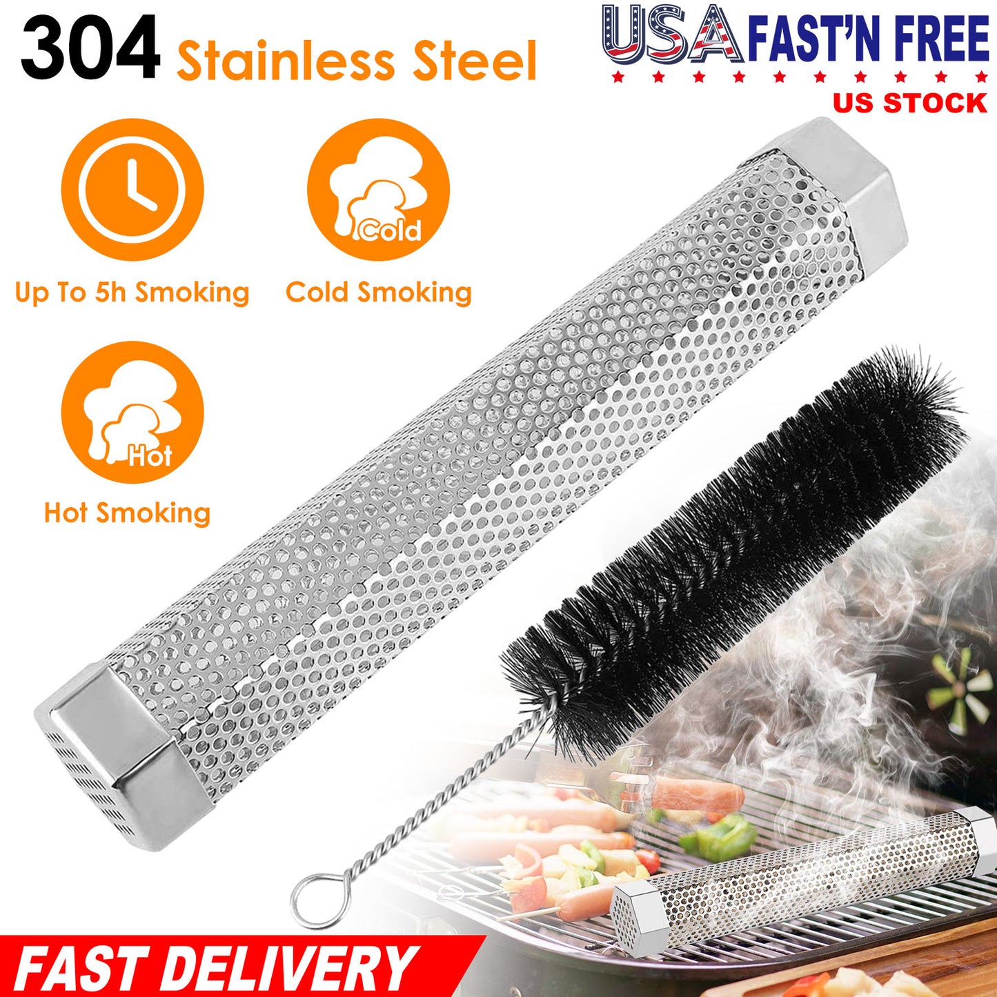 Pellet Smoker Tube 12 Inch Hexagonal Stainless Steel