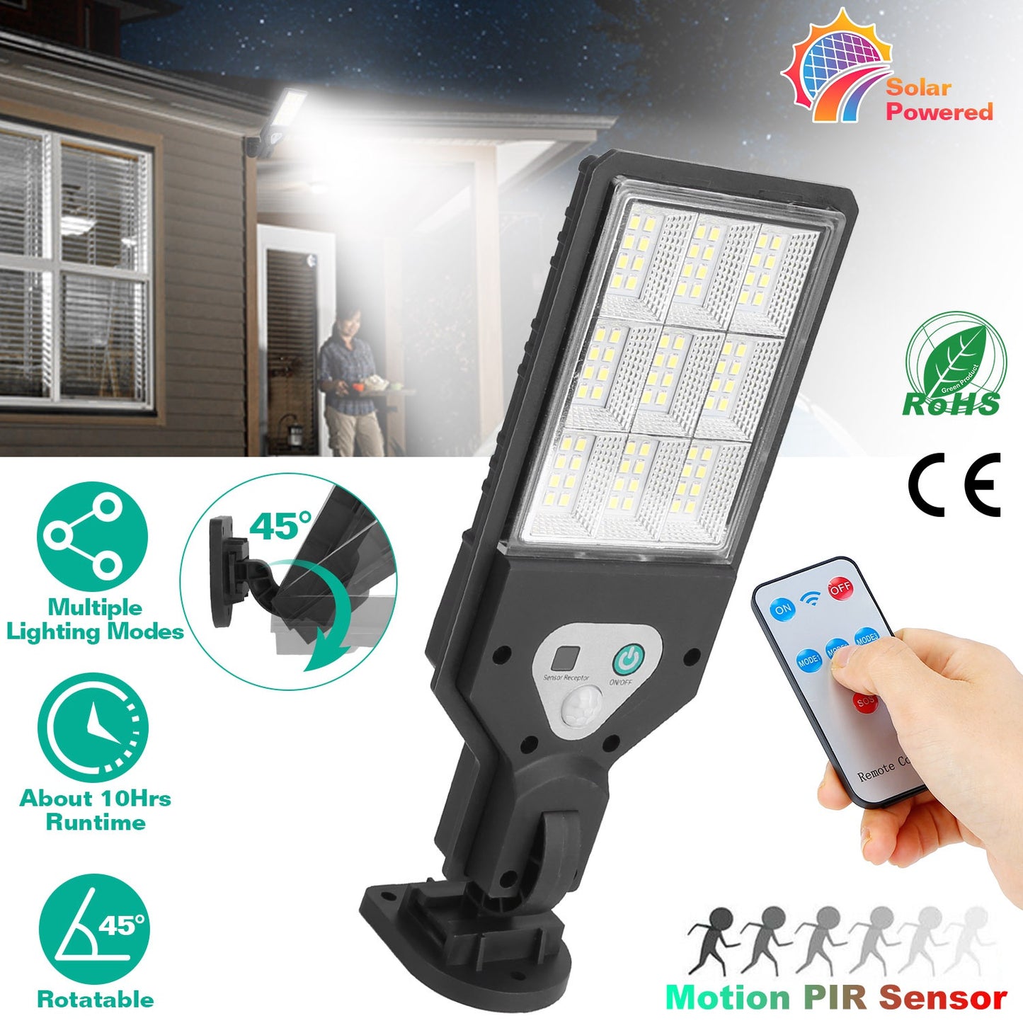 Solar Wall Light with Motion Sensor and Remote Control