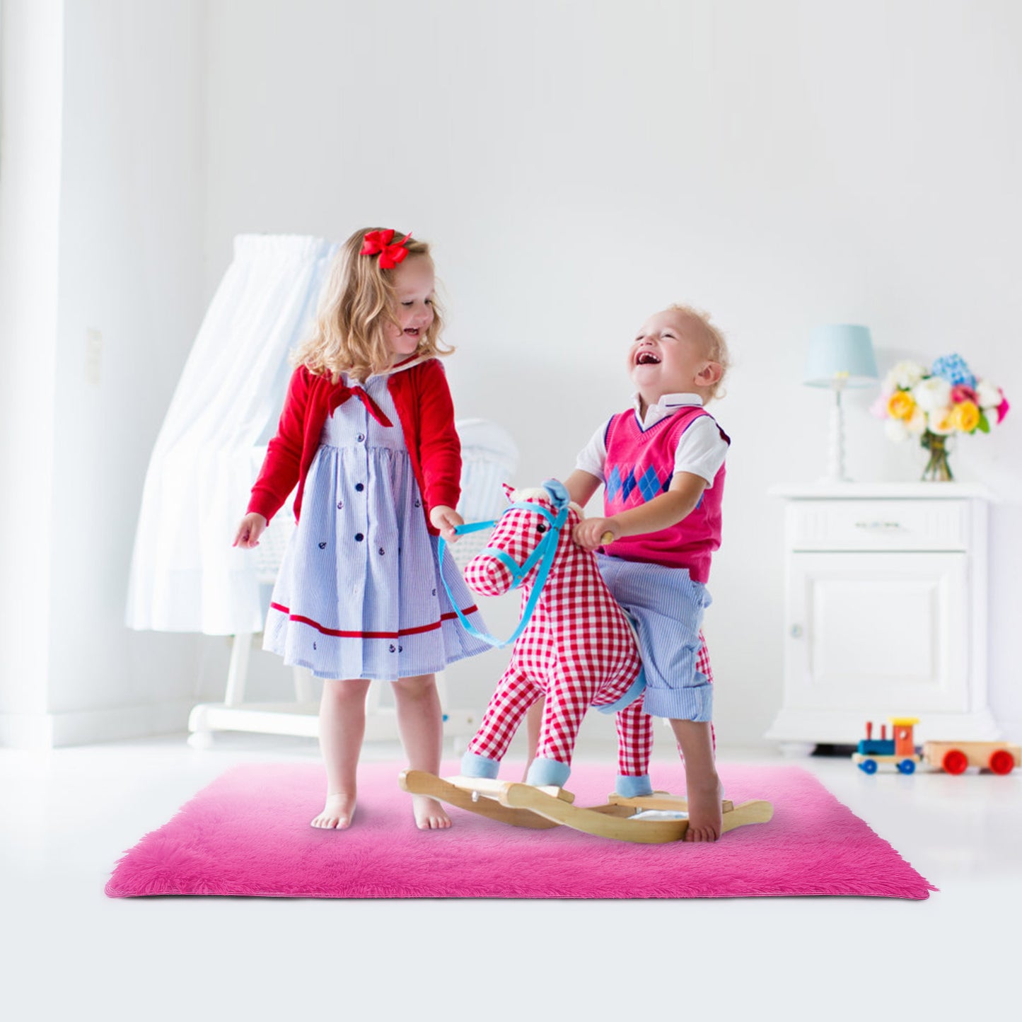 Shaggy Area Rug 4' x 2.6' Anti-Slip Soft Polyester Floor Mat