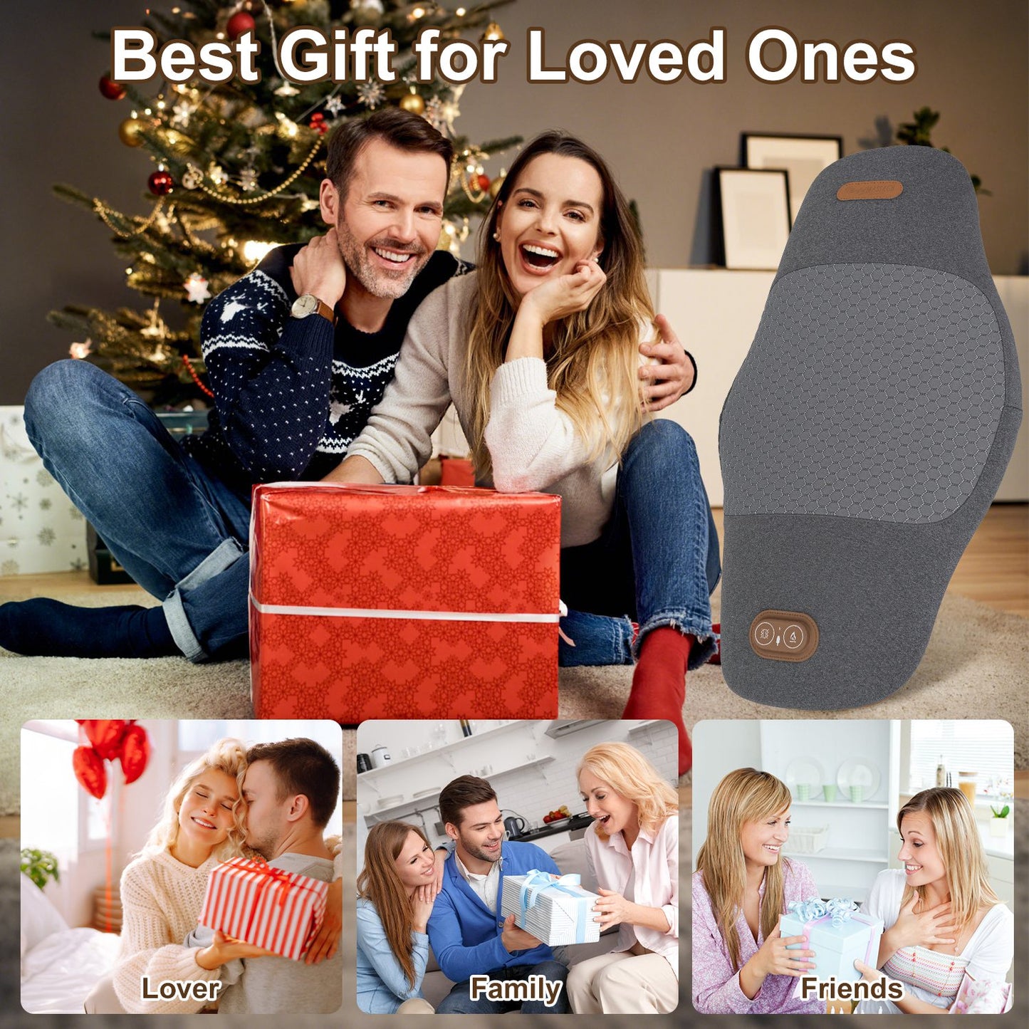 Electric Lumbar Massager Pillow with Heat & Vibration