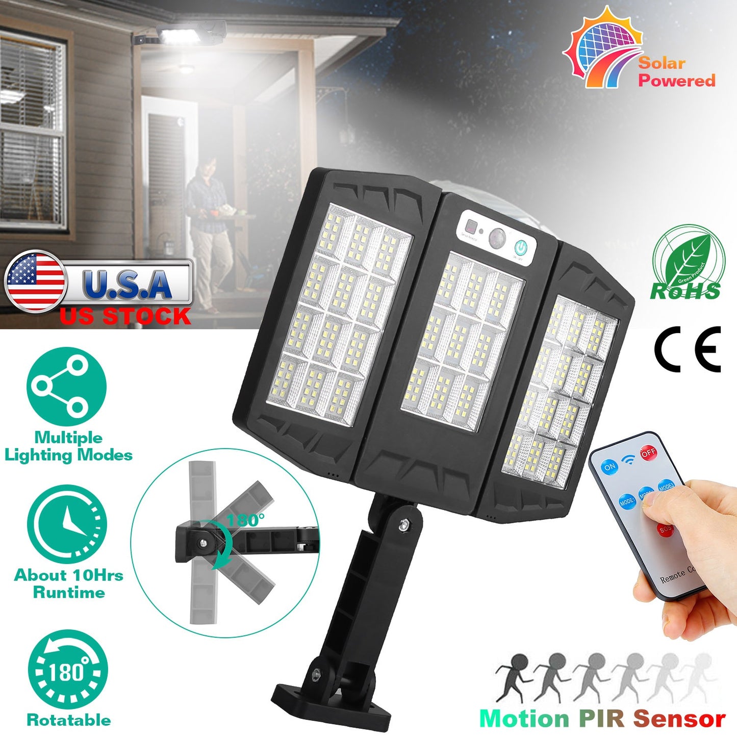 Solar Wall Light with Motion Sensor and Remote Control