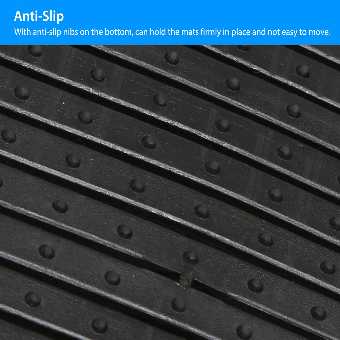 Car Floor Mats Set 3-Piece Heavy Duty PVC Rubber Trimmable