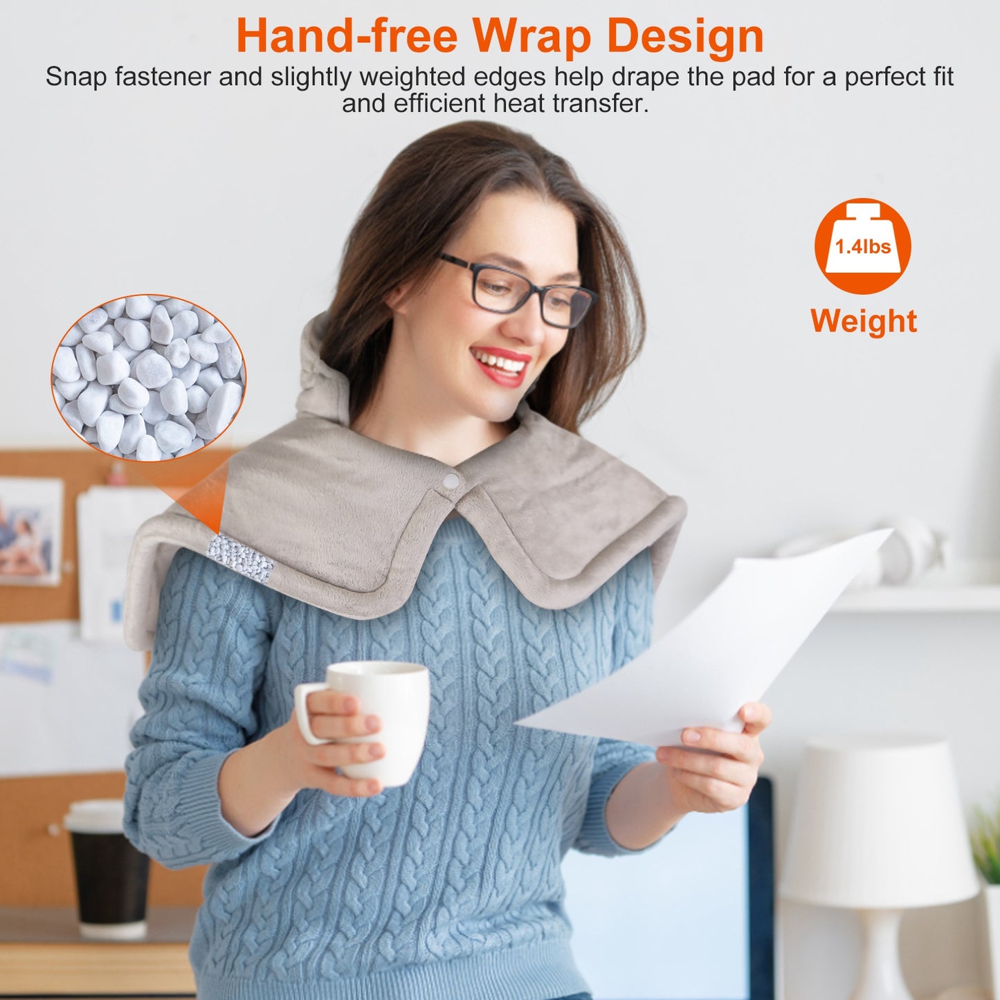 Weighted Heating Pad for Neck and Shoulders - 6 Heat Settings