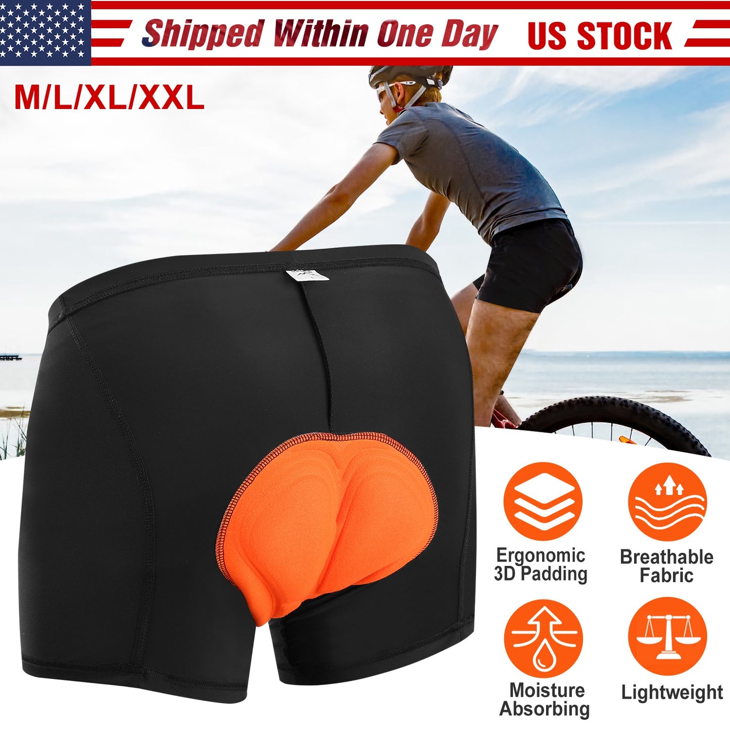 Men's 3D Padded Cycling Underwear Shorts with Moisture Wicking