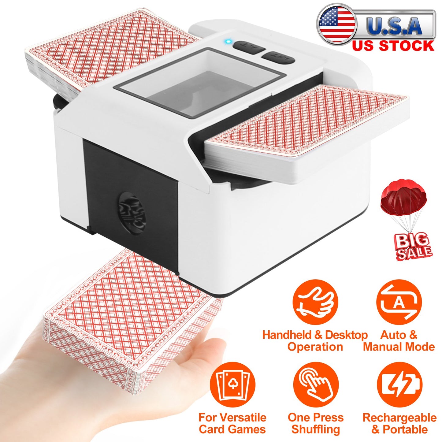 Automatic Card Shuffler 2 Deck Rechargeable Electric