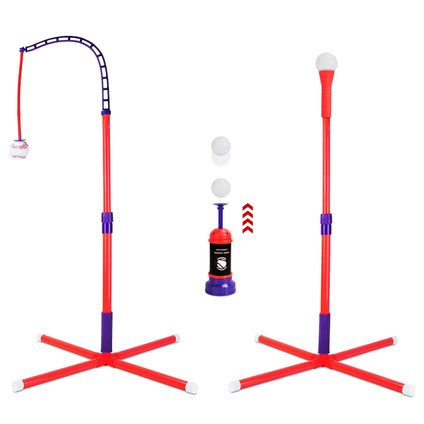 3-in-1 Baseball Toy Set with Adjustable Tee & Launcher