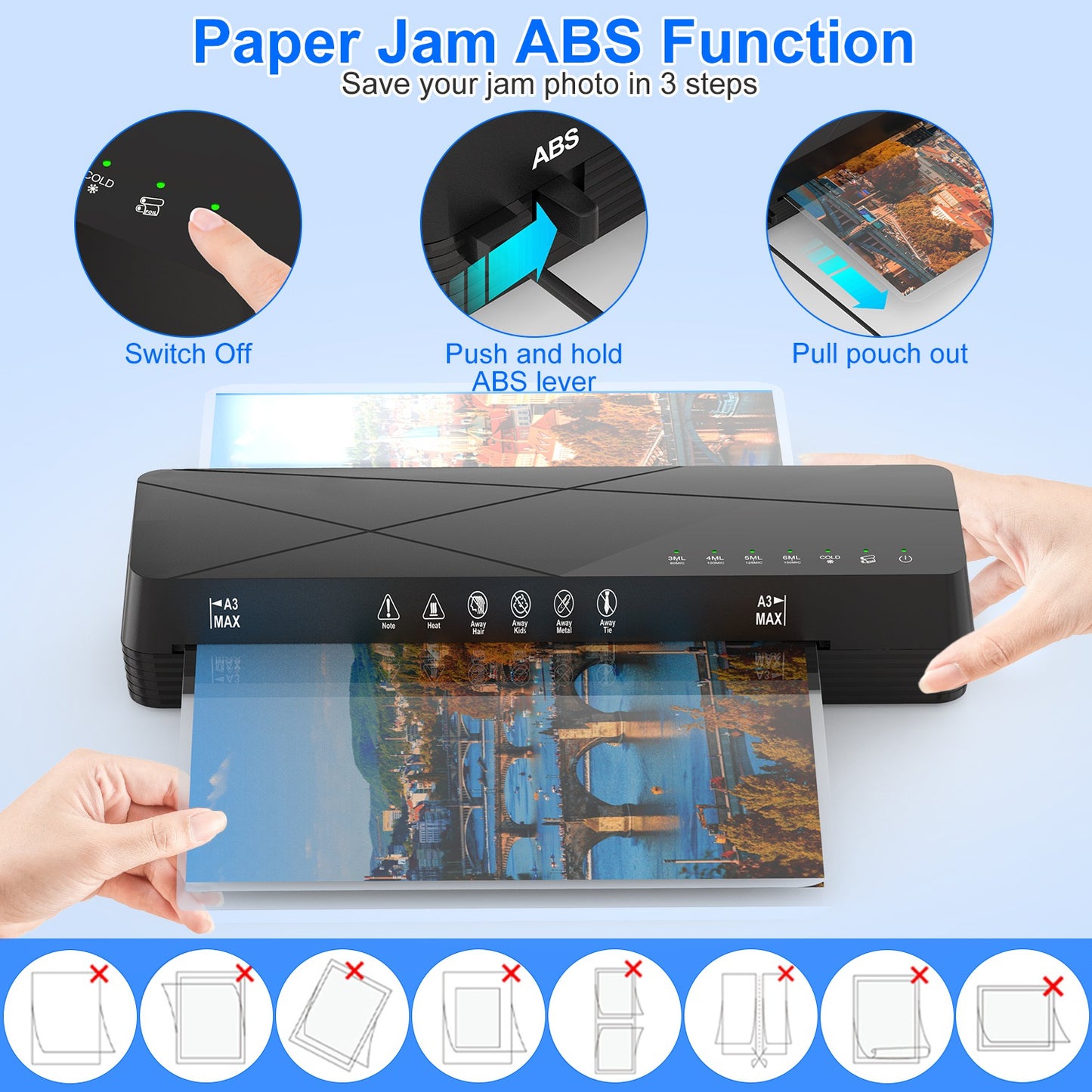A3 Thermal Laminator Machine with Hot Cold & Foil Modes