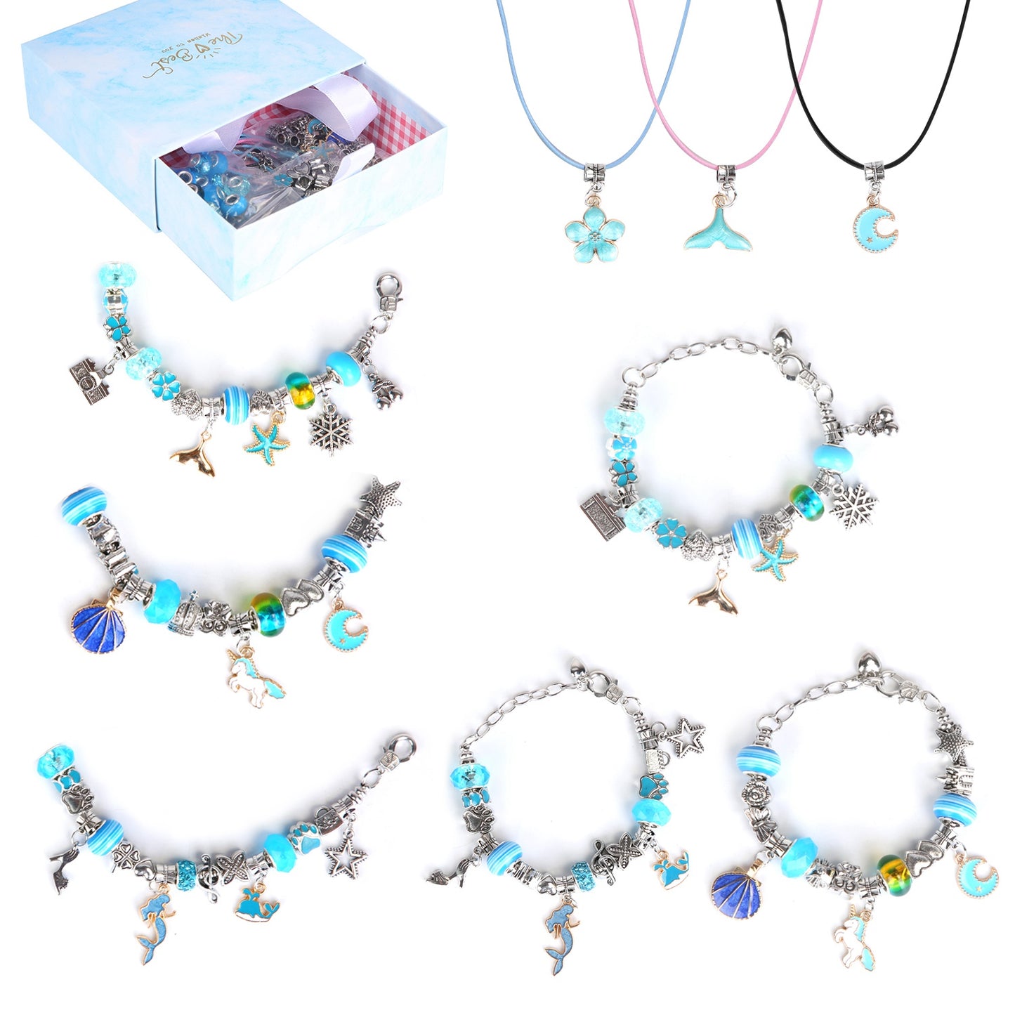 66-Piece Kids' DIY Charm Bracelet Kit