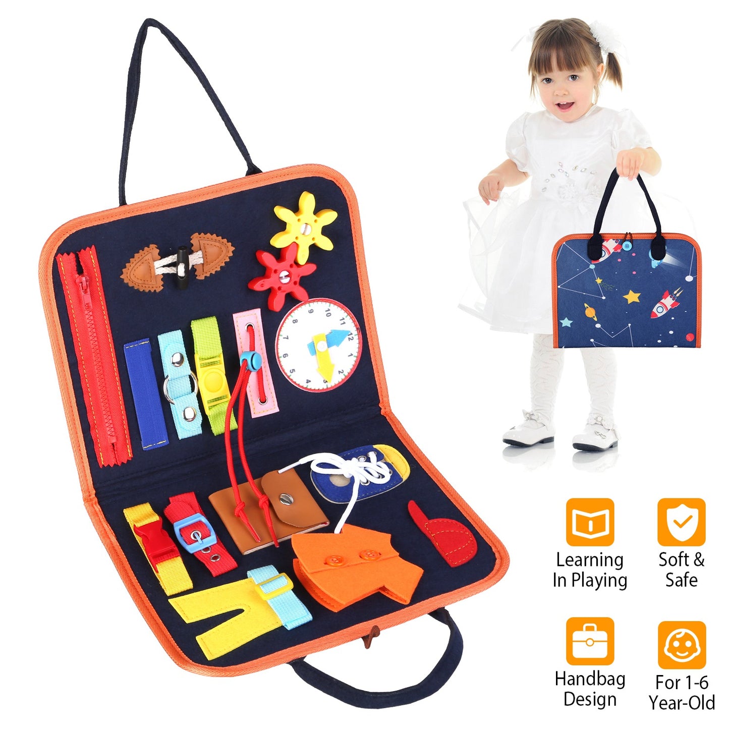 Busy Board Sensory Activity Toy for Toddlers Ages 1-6
