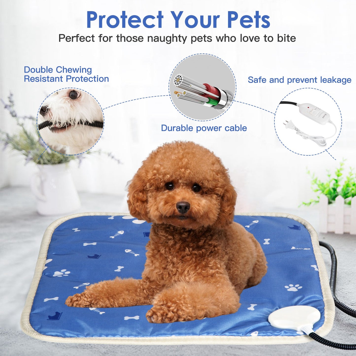 Pet Heating Pad with 9 Temperature Levels & Timer Settings