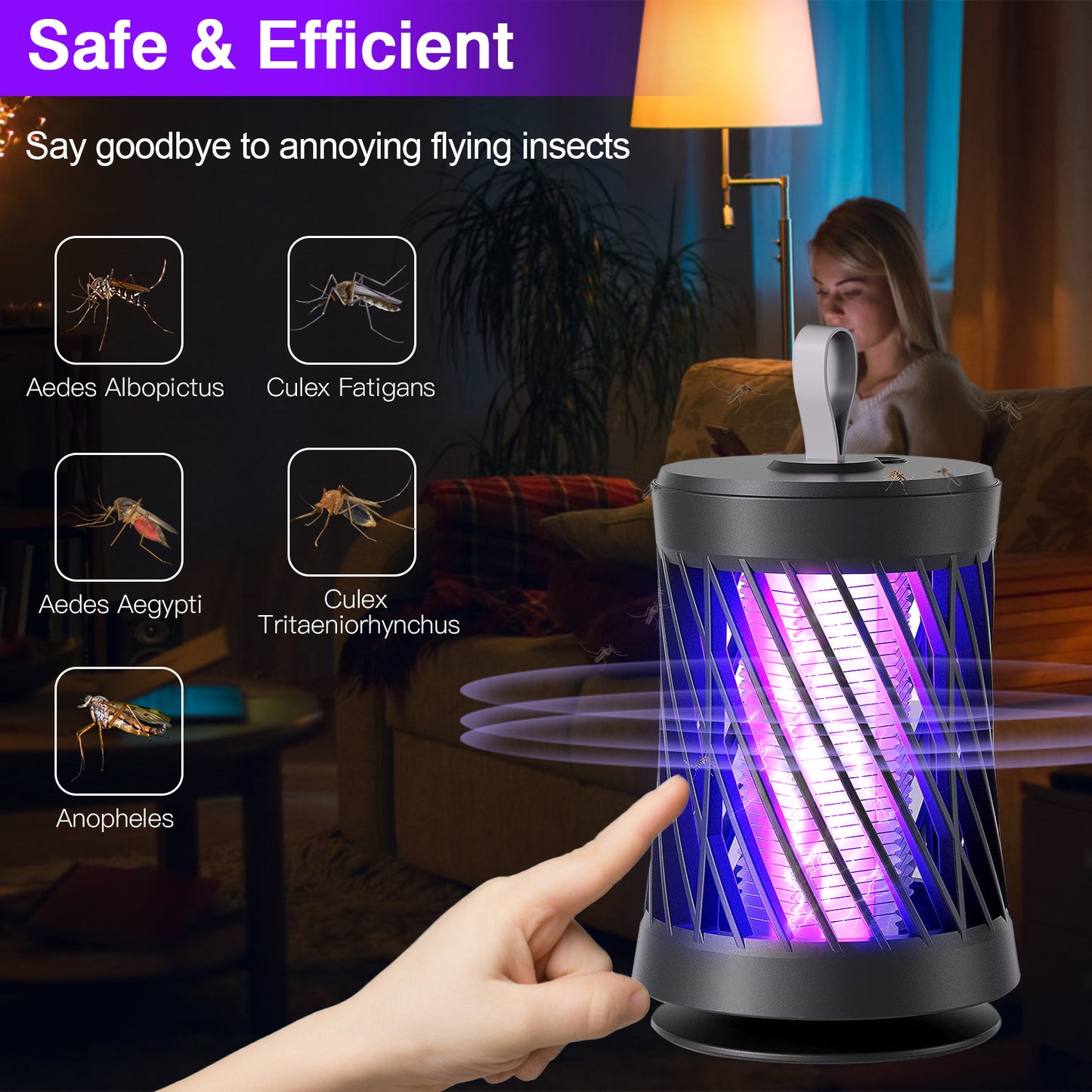 Rechargeable Mosquito Killer Lamp with UV Light & Night Light