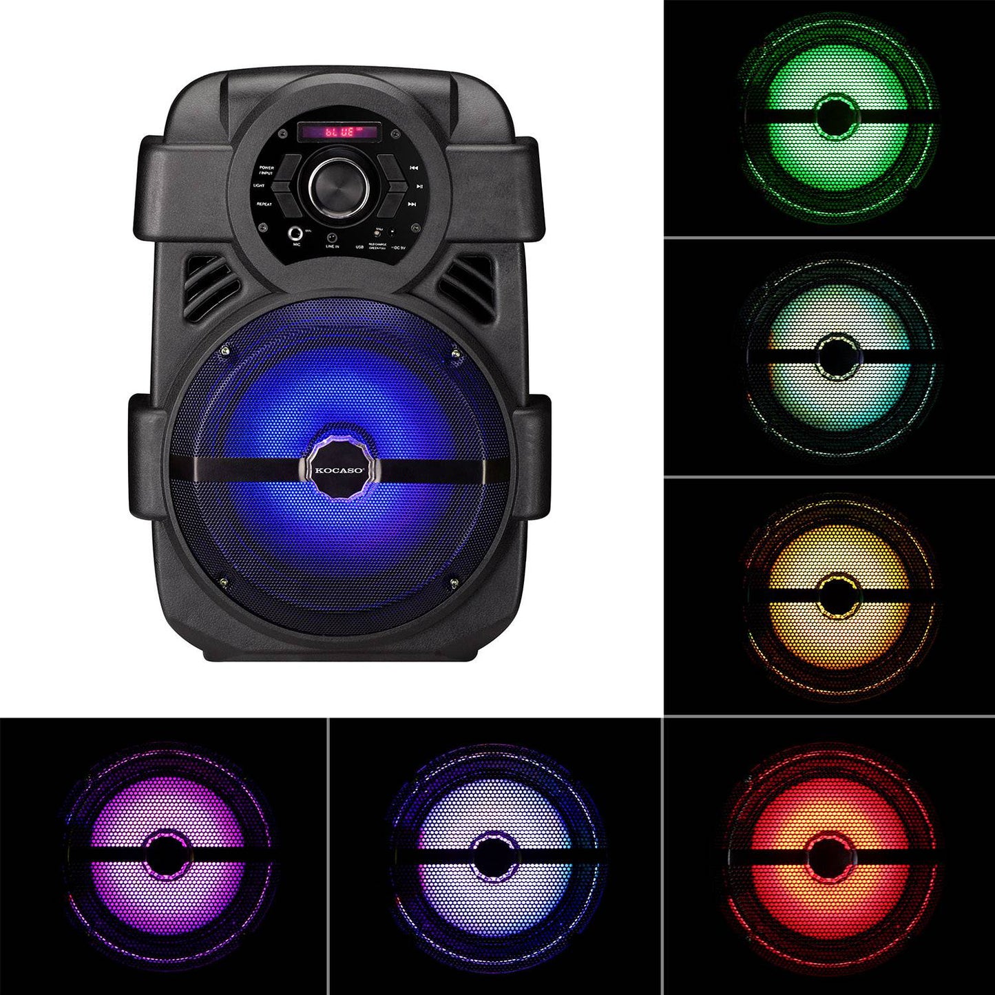 Portable PA Karaoke Speaker with 8" Subwoofer & DJ Lights