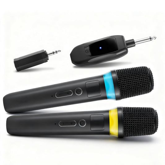 Wireless Microphone System with 164FT Range & RGB Lights