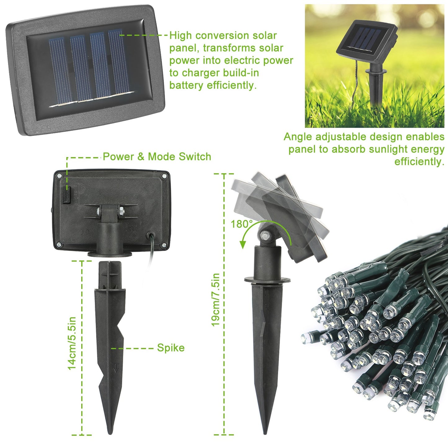 Solar String Lights 100 LED 40ft Outdoor Waterproof Fairy Lights