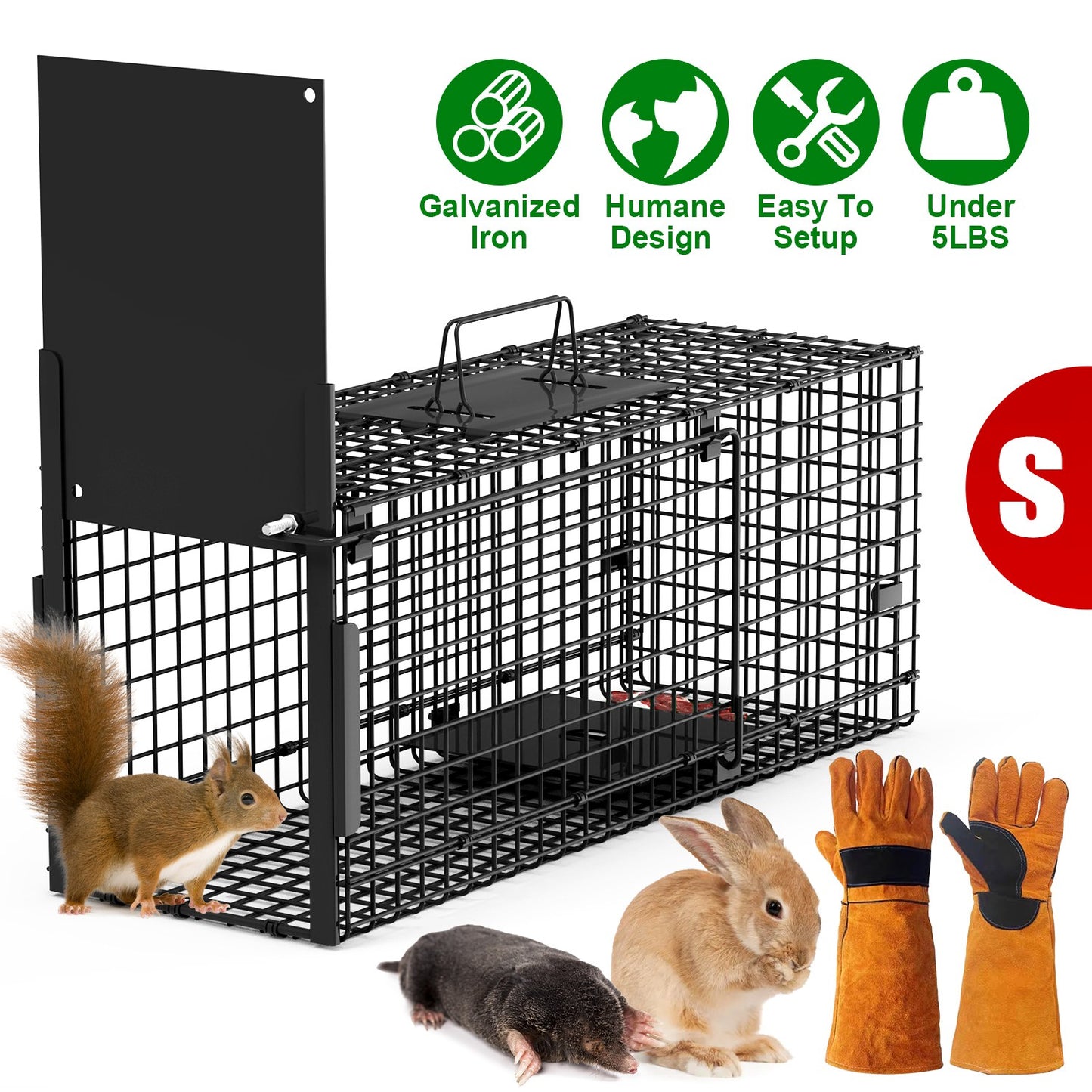 40in Humane Live Animal Trap Cage for Raccoons & Opossums