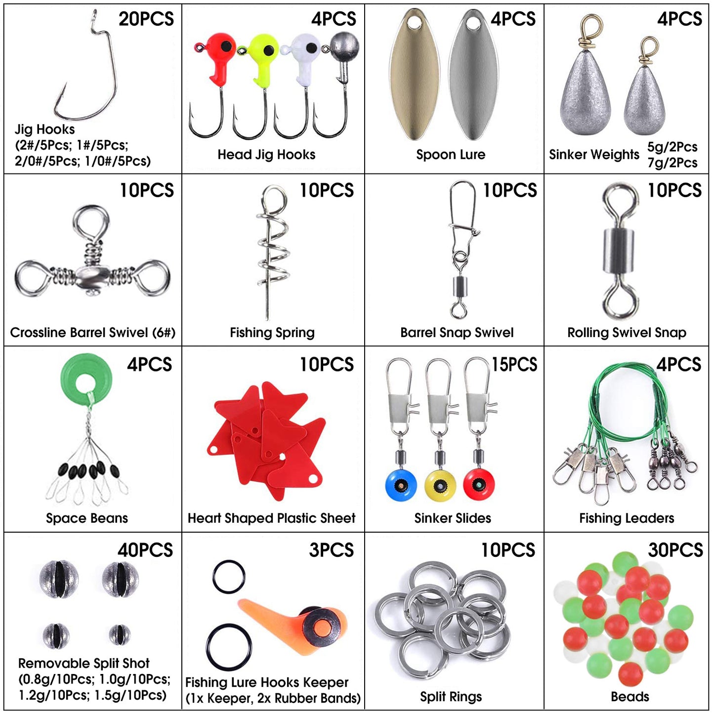188-Piece Fishing Tackle Kit with Hooks, Weights & Storage Box