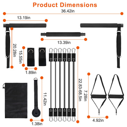 Pilates Bar Kit with 100LBS Resistance Bands & Accessories